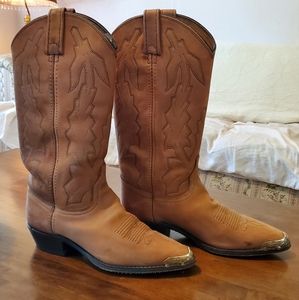 Marlborough Dan Post Western boots Brown Leather W7.5 Cowboy Cowgirl Vintage